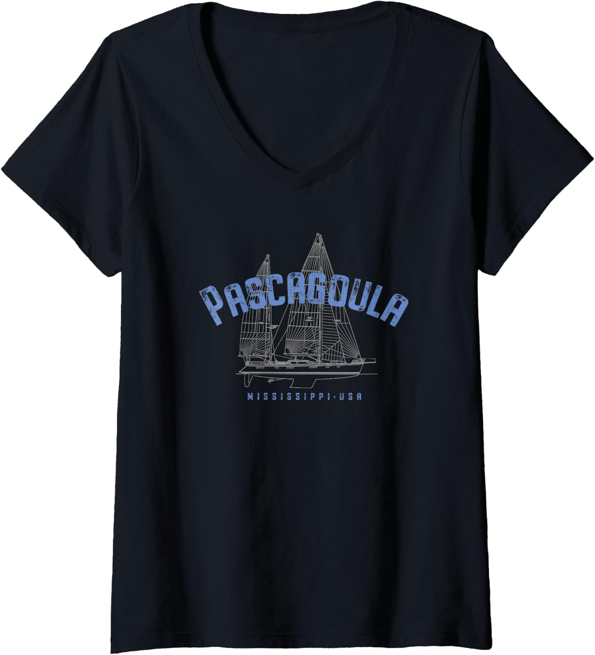 Womens Pascagoula Mississippi Sailboat Design V Neck Apparel Trending US US Top Pick