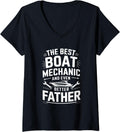 Womens Boat Mechanic Dad Design for Boat Repair Maintenance V Neck Apparel Premium Print Best Seller Look