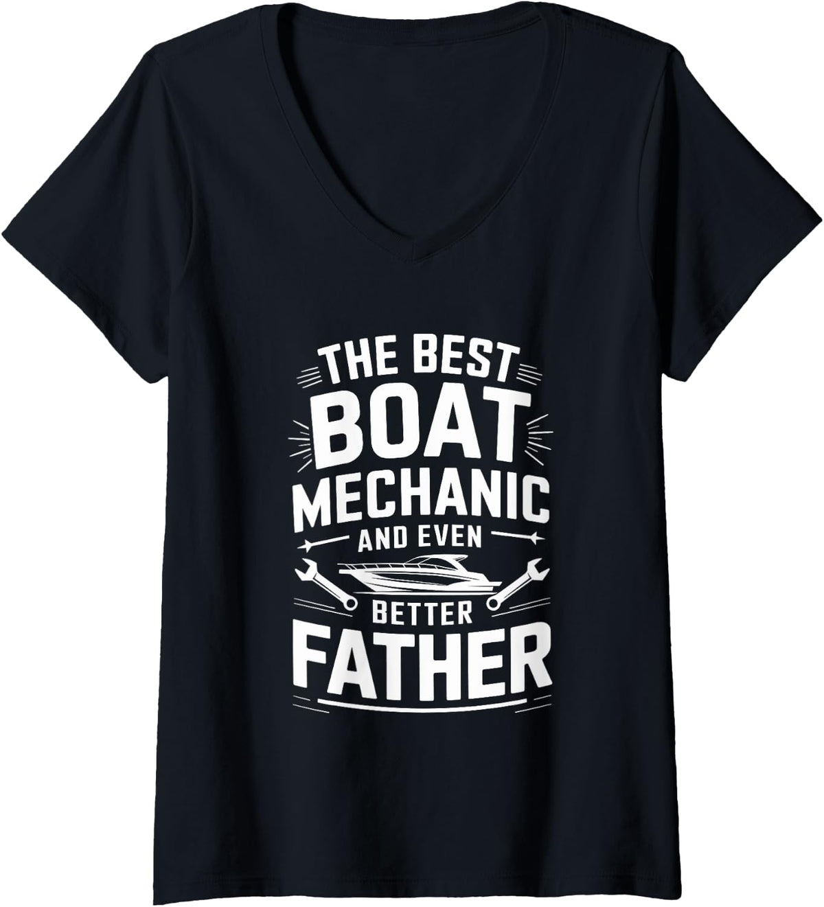 Womens Boat Mechanic Dad Design for Boat Repair Maintenance V Neck Apparel Premium Print Best Seller Look