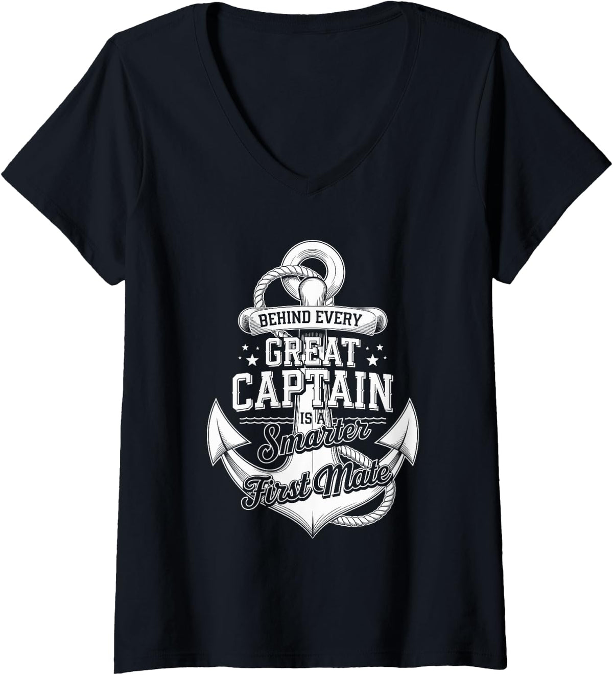 Womens First Mate Boating Funny Boat Lover Boat Captain V Neck Apparel Premium Print Gift Ready