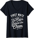 Womens First Mate Boating Quote Boat Captain Boat Lover for Kids V Neck Apparel Streetwear Style Hot Right Now