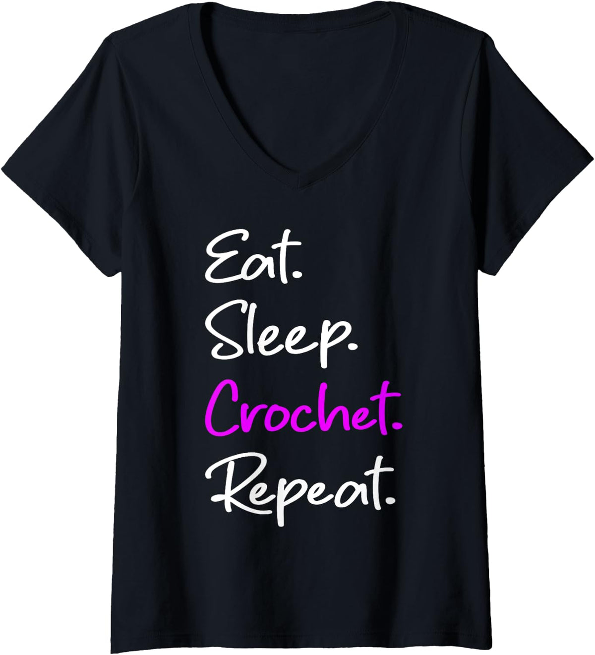 Womens Eat Sleep Crochet Repeat Funny Crocheter Yarn Crocheting V-Neck Yarn Supply | High Search Volume | High CTR Title
