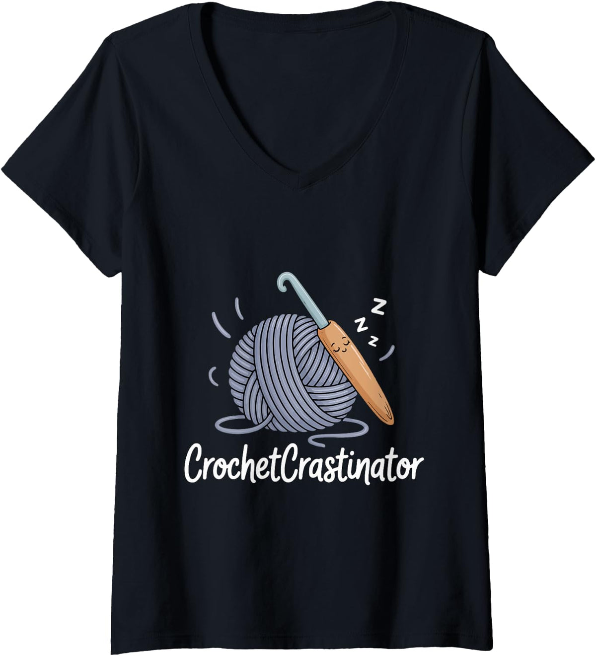 Womens Crochetcrastinator Funny Crochet Hobby Crafters Yarn Life V-Neck Yarn Supply | High Search Volume | Customer F...