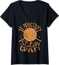Womens I Practice Stitchcraft Crochet Crocheting Yarn Collector V-Neck Yarn Supply | Top Rated | Perfect for Crafters