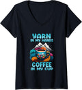 Womens Yarn in my hands coffee in my cup V-Neck Yarn Supply | Premium Quality | Customer Favorite