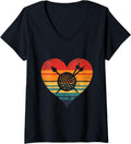 Womens Love Yarn Knitting Crochet Heart Nostalgic Crafts V-Neck Yarn Supply | High Search Volume | Best Seller Choice