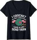 Womens I Crochet So I Don u2019t Choke People Save a Life Send Yarn V-Neck Yarn Supply | Premium Quality | High CTR T...