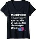 Womens Ayarnophobic Funny Knitting Knitter Yarn V-Neck Yarn Supply | High Search Volume | Customer Favorite