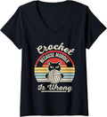 Womens Crochet Because Murder Is Wrong Cute Cat Yarn V-Neck Yarn Supply | Top Rated | Perfect for Crafters
