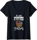 Womens It's Not Hoarding If It's Yarn Knitting Lover Knitters V-Neck Yarn Supply | Trending 2025 | Perfect for Crafters