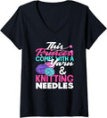 Womens Knitting This Princess Comes With Yarn And Knitting Needels V-Neck Yarn Supply | Viral US Pick | Perfect for C...