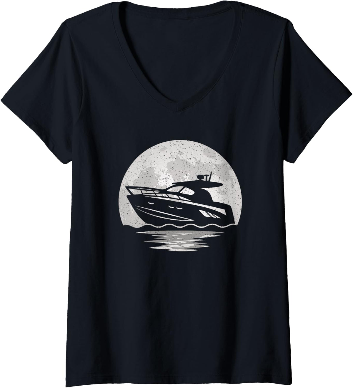 Womens Vintage Boat Moon Boat Captain Boating Lover Men Women V Neck Apparel Streetwear Style Hot Right Now