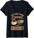 Womens Funny Yarn For Men Women Crochet Knitter Yarn Lovers Coffee V-Neck Yarn Supply | Viral US Pick | Perfect for C...