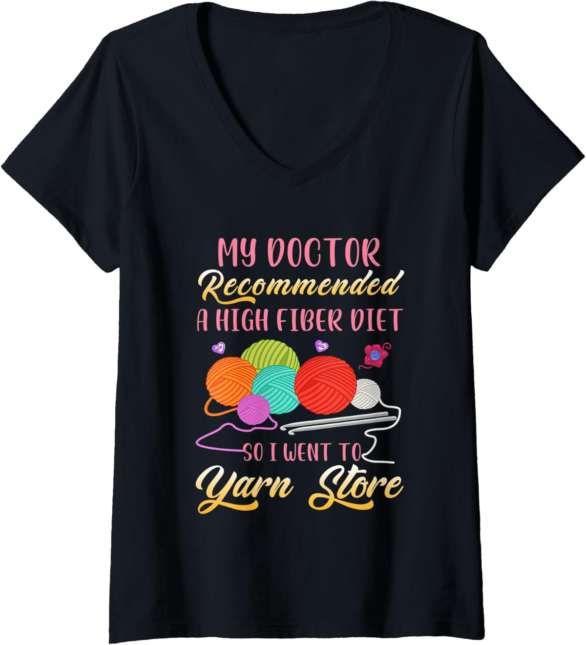 Womens My Doctor Recommended A High Fiber Diet Yarn Store V-Neck Yarn Supply | Top Rated | Best Seller Choice