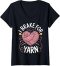 Womens I Brake For Yarn Knitter Funny Knitting Yarn Lover V-Neck Yarn Supply | Premium Quality | Customer Favorite