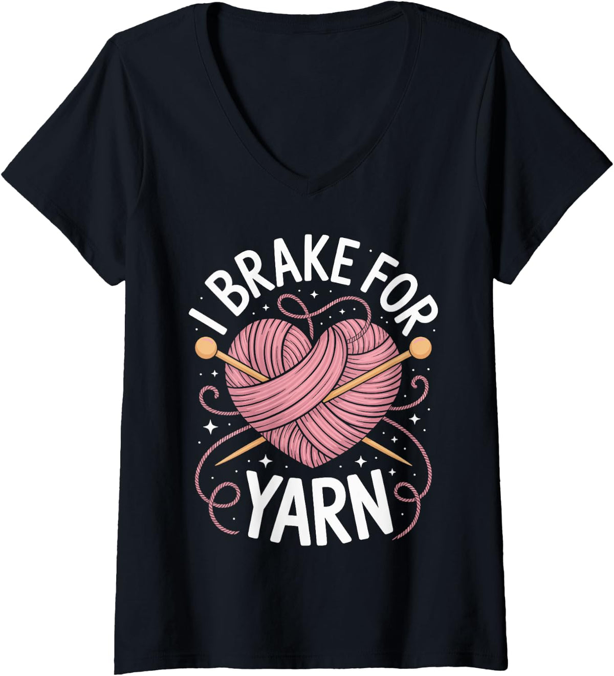 Womens I Brake For Yarn Knitter Funny Knitting Yarn Lover V-Neck Yarn Supply | Premium Quality | Customer Favorite
