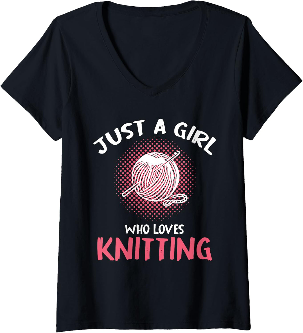 Womens Just A Girl Who Loves Knitting Yarn V-Neck Yarn Supply | Top Rated | Best Seller Choice