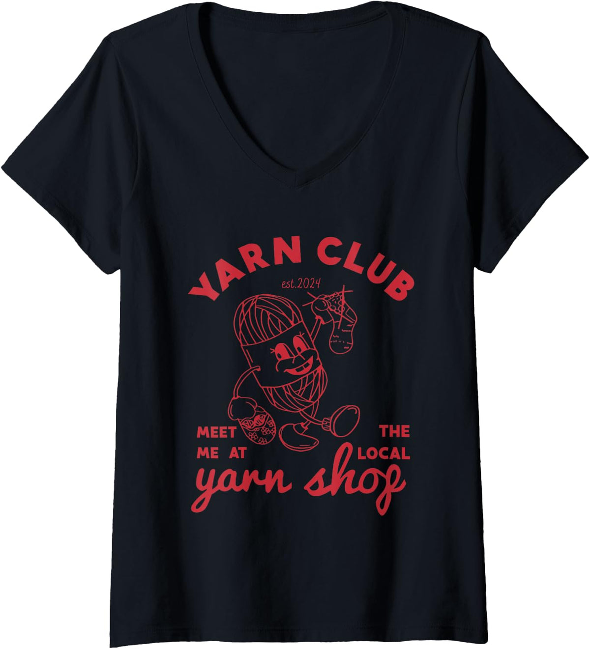 Womens Yarn Club Meet Me At The Local Yarn V-Neck Yarn Supply | Trending 2025 | Customer Favorite