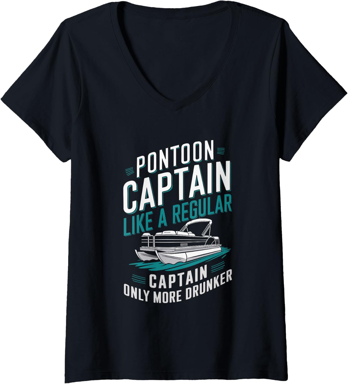 Womens Pontoon Captain Like A Regular Captain Boating Pantooning V Neck Apparel Viral TikTok Find Hot Right Now