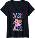Yarn Is Like Believing In Jesus Yarn Lover Quilting Sewing V-Neck Yarn Supply | Viral US Pick | Customer Favorite