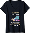 Womens My Favorite Hobby Is Collecting Yarn Crocheting Knitting V-Neck Yarn Supply | Viral US Pick | Best Seller Choice