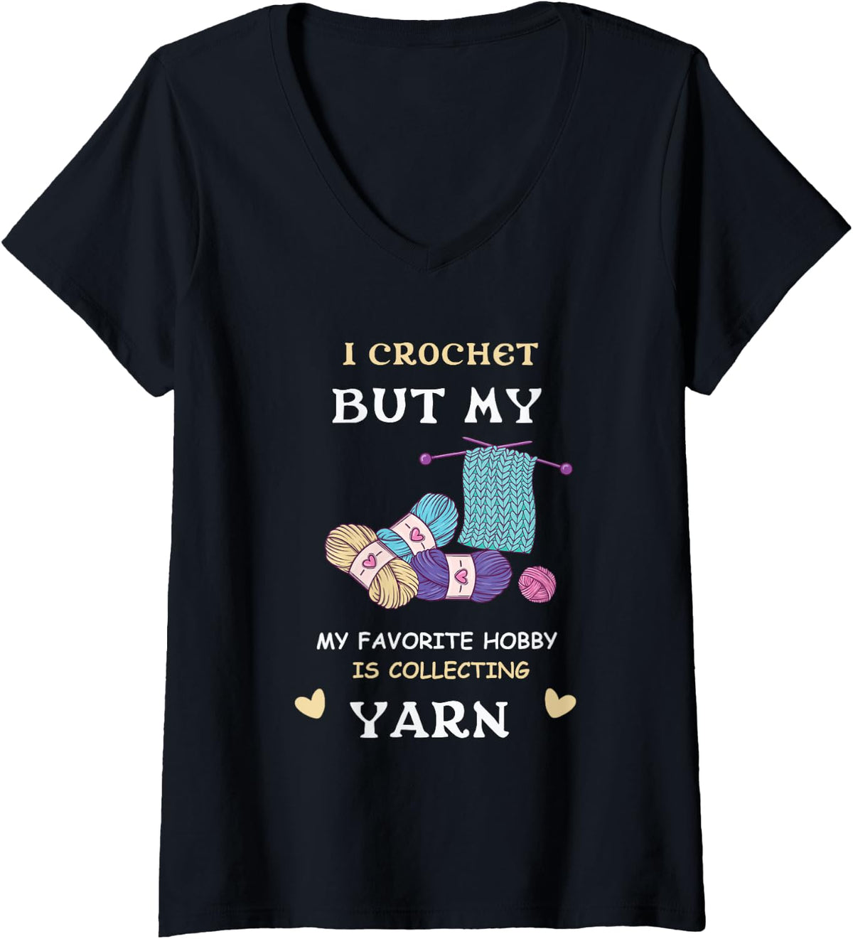 Womens My Favorite Hobby Is Collecting Yarn Crocheting Knitting V-Neck Yarn Supply | Viral US Pick | Best Seller Choice