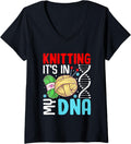 Womens Knitting It's In My DNA Yarn Heartbeat V-Neck Yarn Supply | Top Rated | High CTR Title