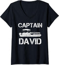 Womens Captain David Pontoon Captain Funny Personalized Name Boat V Neck Apparel Trending US US Top Pick