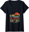 Womens Funny Boat Boating Papa Man Myth Pontoon Captain Men Retro V Neck Apparel Streetwear Style Everyday Wear