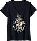 Womens Best Boat Dad Ever For Men Gift Idea Boating Funny Daddy V Neck Apparel High Search Demand Everyday Wear