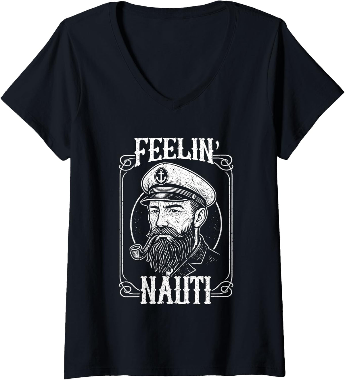 Womens Funny Feelin Nauti Motor Boat Captain Pontooning V Neck Apparel Trending US US Top Pick