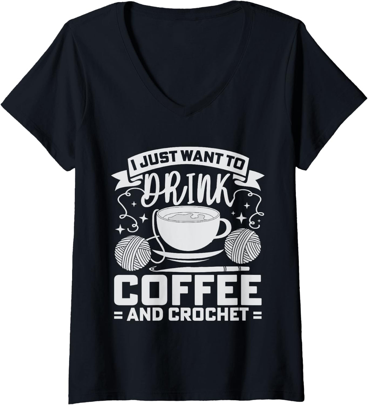 Womens Crochet Yarn Crocheting Coffee Knitting V-Neck Yarn Supply | Trending 2025 | Perfect for Crafters