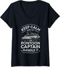 Womens Pontoon Captain Pontoon Boat Funny Boating Art for Men V Neck Apparel Trending US US Top Pick