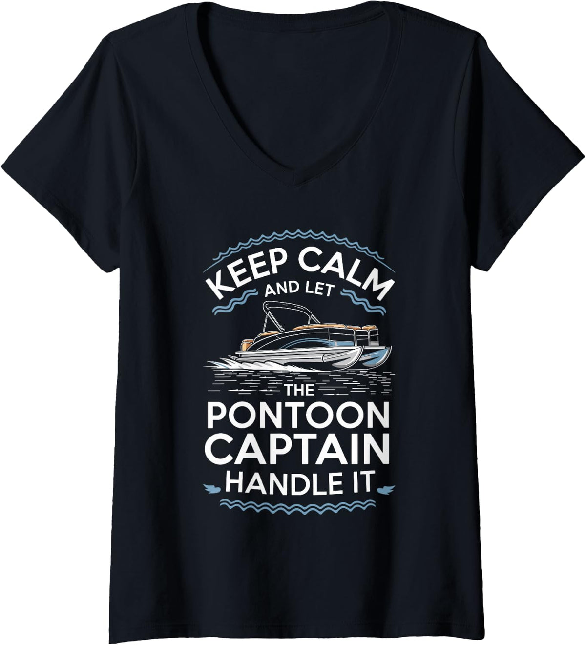 Womens Pontoon Captain Pontoon Boat Funny Boating Art for Men V Neck Apparel Trending US US Top Pick