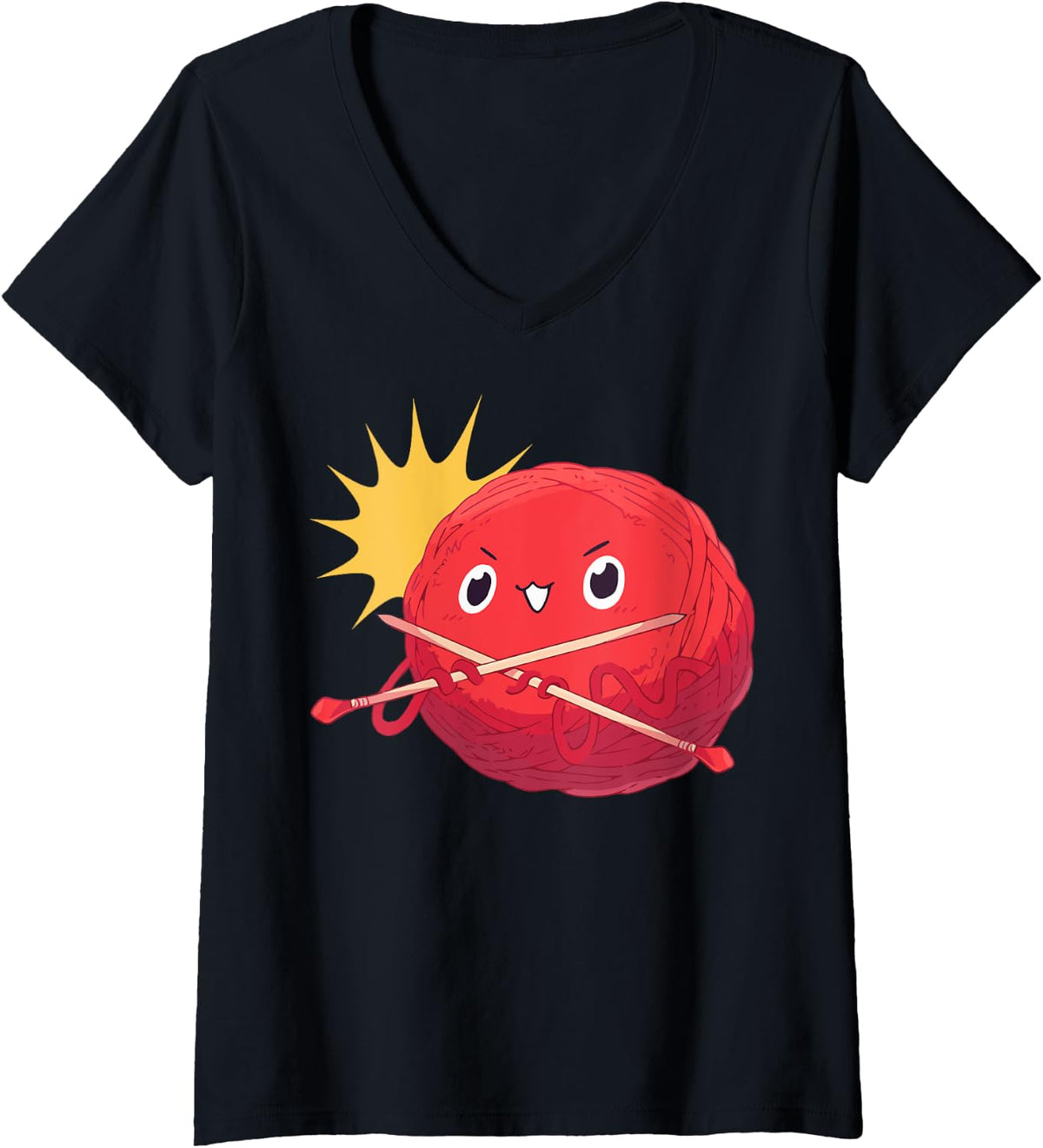 Womens Playful Yarn Ball V-Neck Yarn Supply | Trending 2025 | Perfect for Crafters