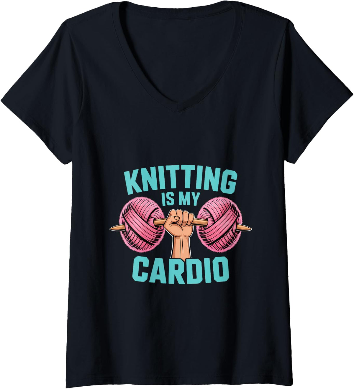 Womens Knitting Is My Cardio Amusing Hobby Crafters Yarn Knit Life V-Neck Yarn Supply | Premium Quality | Customer Fa...