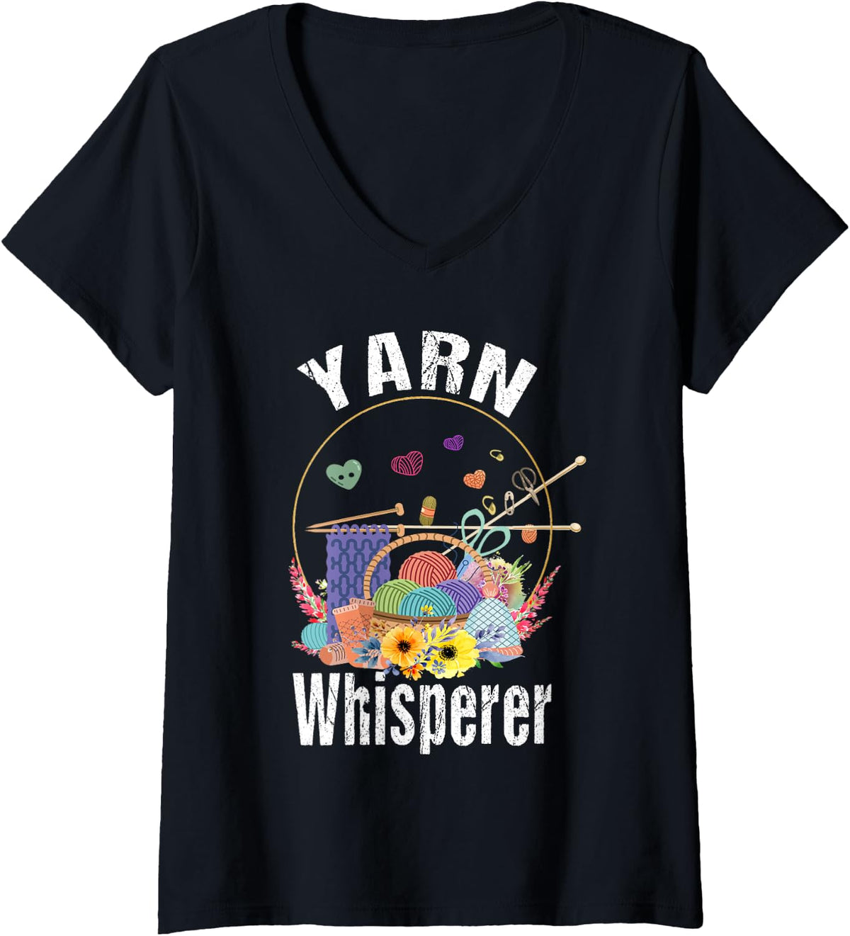 Funny Girl Knitter Yarn Whisperer For yarn Lover mom Grandma V-Neck Yarn Supply | Viral US Pick | Customer Favorite
