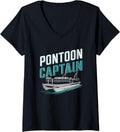 Womens Pontoon Captain Boat Pantooning and Boating Lover V Neck Apparel High Search Demand Everyday Wear
