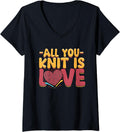 Womens Knitting Yarn Knitter All you knit is love V-Neck Yarn Supply | Top Rated | Best Seller Choice