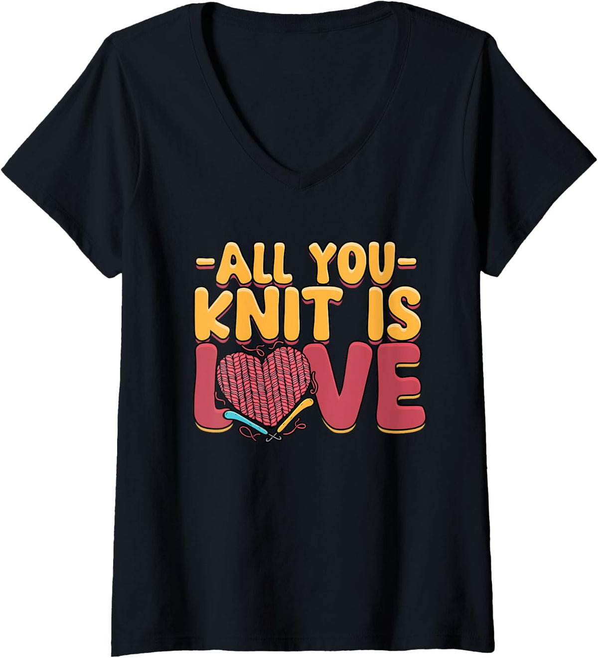 Womens Knitting Yarn Knitter All you knit is love V-Neck Yarn Supply | Top Rated | Best Seller Choice