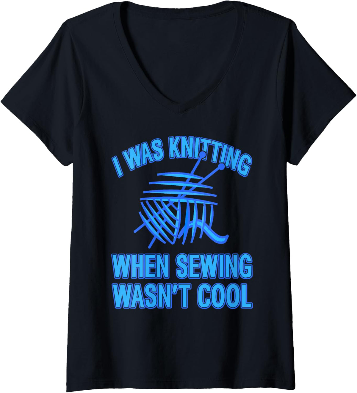 Womens Knitting From The Start Retro Yarn Humor V-Neck Yarn Supply | Premium Quality | Customer Favorite