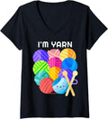 Womens I'm Yarn Lazy Halloween Costume Crochet Balls of Yarn V-Neck Yarn Supply | Trending 2025 | Customer Favorite