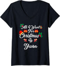 Womens All I Want For Christmas Is Yarn V-Neck Yarn Supply | Premium Quality | Best Seller Choice