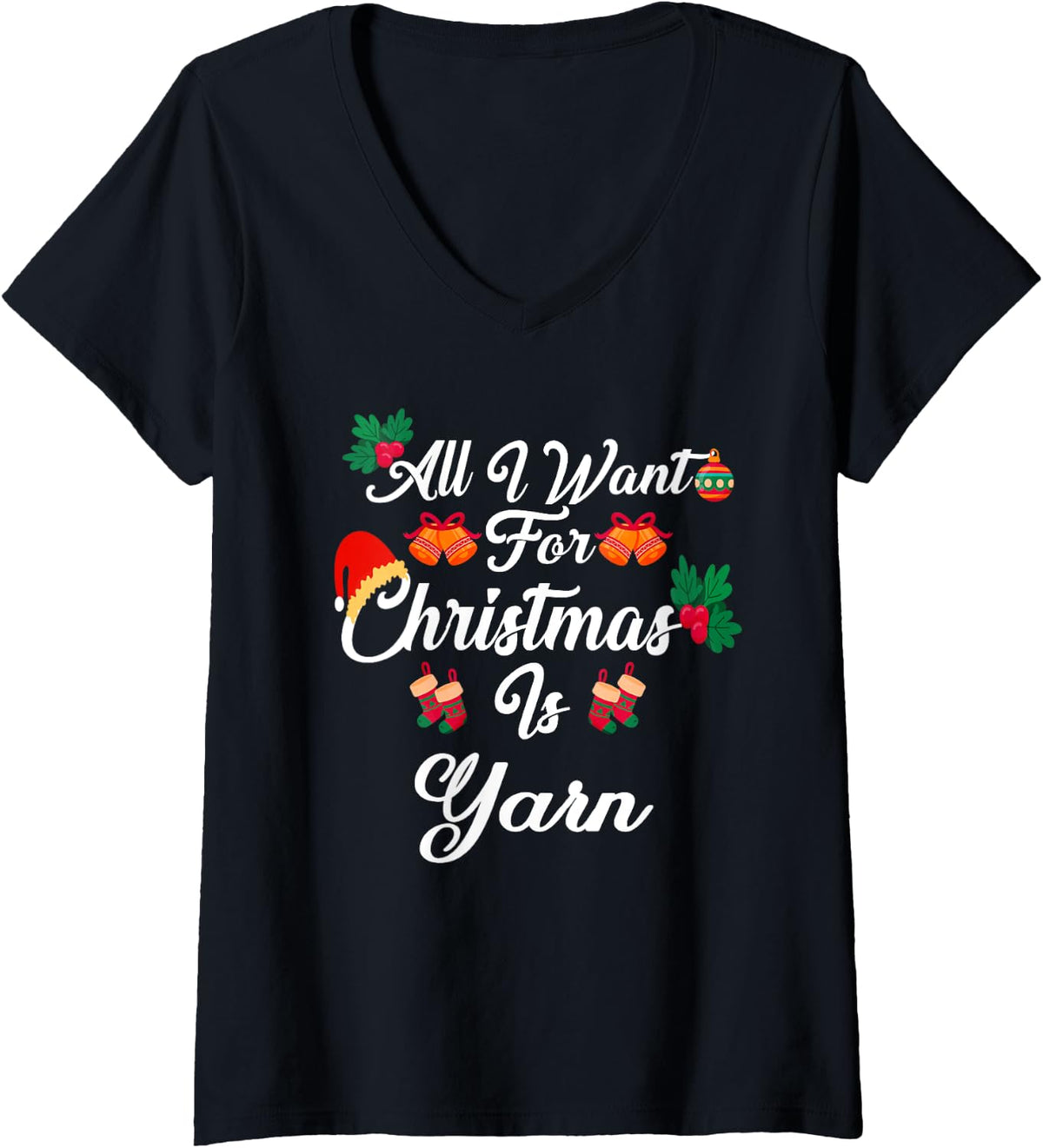 Womens All I Want For Christmas Is Yarn V-Neck Yarn Supply | Premium Quality | Best Seller Choice