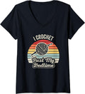 Womens I Crochet Past My Bedtime Yarn Lover V-Neck Yarn Supply | Top Rated | Best Seller Choice