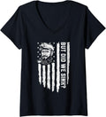 Womens But Did We Sink American Flag Pontoon Boat Captain Boating V Neck Apparel Viral TikTok Find US Top Pick