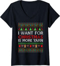 Womens All I Want is More Yarn Knitting Crochet Ugly Christmas V-Neck Yarn Supply | Trending 2025 | Customer Favorite