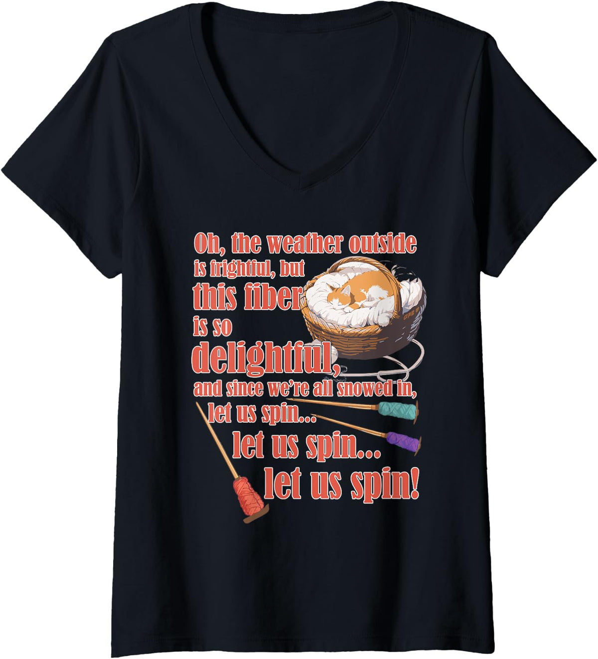 Womens Let us Spin Hand Spinning Yarn Lover V-Neck Yarn Supply | Top Rated | Perfect for Crafters