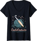 Womens Crochetcrastinator Crochet Crafters Funny Yarn Life Hobby V-Neck Yarn Supply | Top Rated | Best Seller Choice
