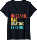 Womens Husband Dad Boating Legend Funny Sail Boat Captain Father V Neck Apparel Premium Print Fan Favorite